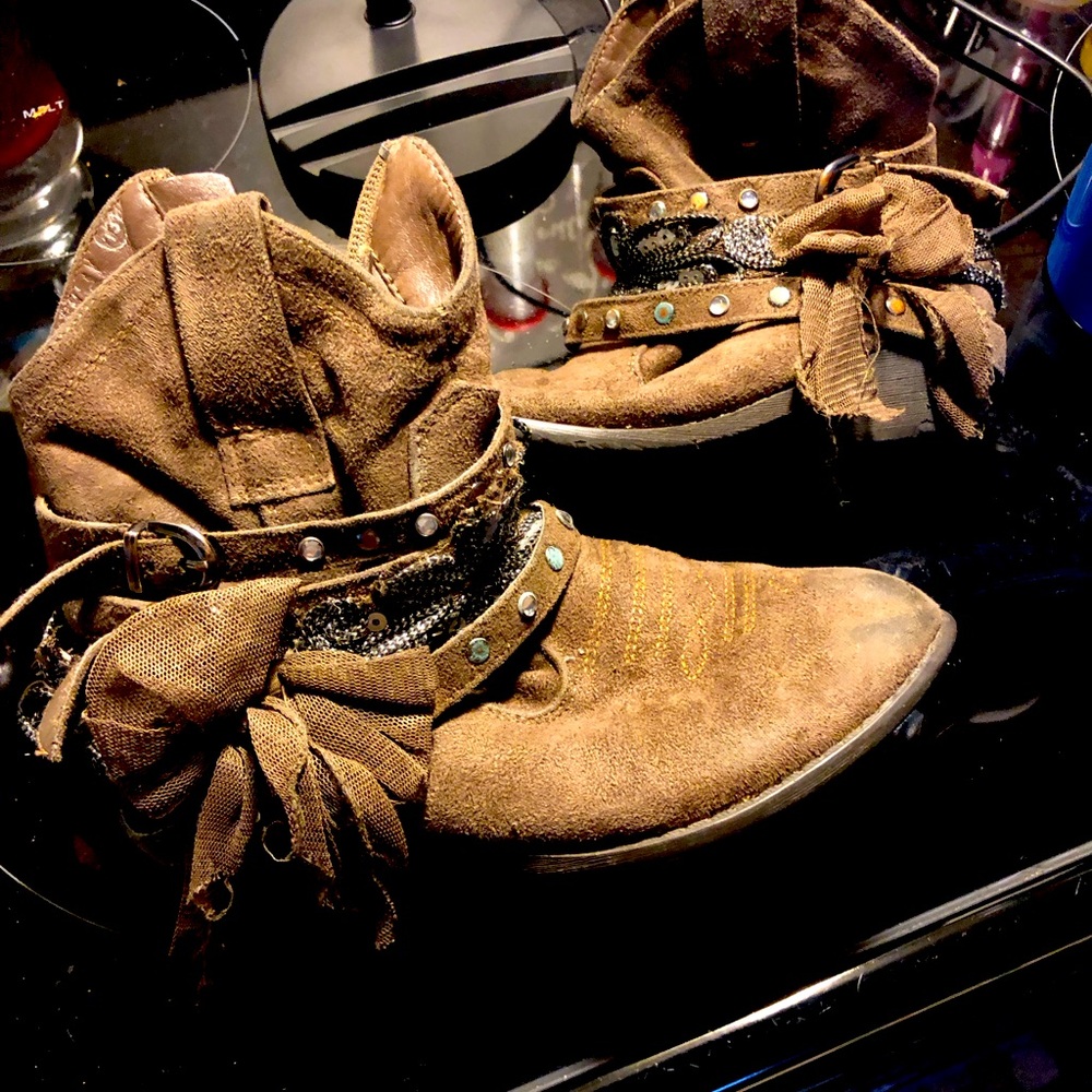 Brown Ankle Boots with Studded Details